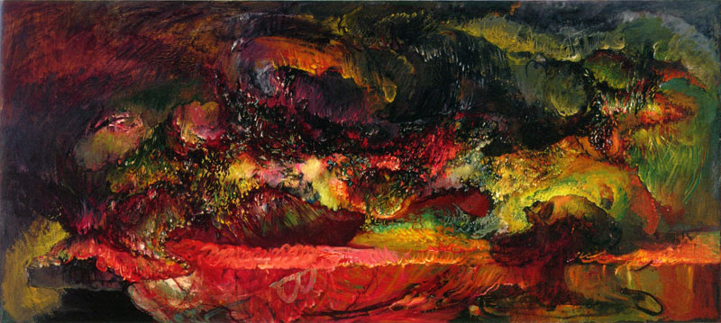 "Nightfall", 1981, oil on canvas, 32" x 70"